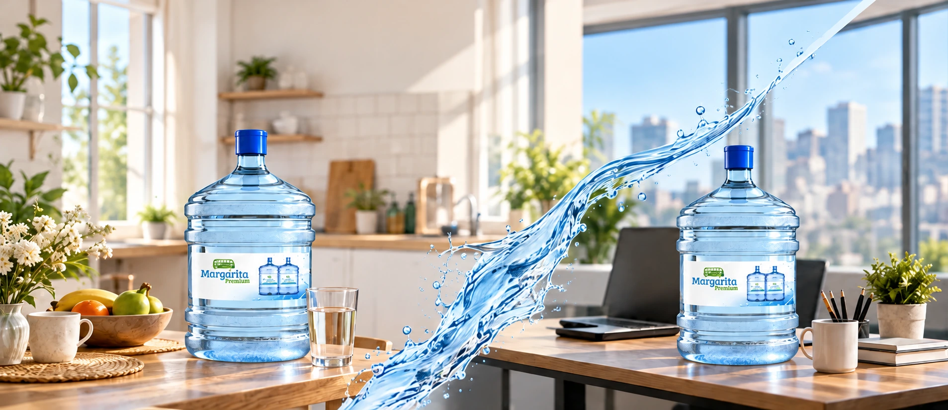 Agua Margarita Premium en un hogar y una oficina